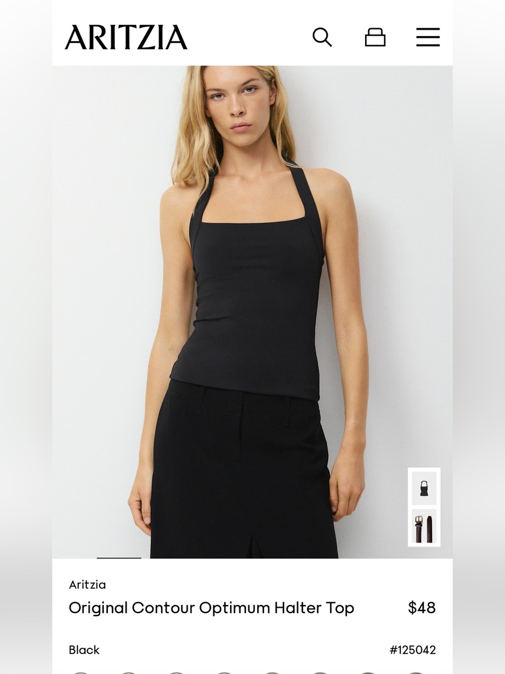 Aritzia Contour tie Top Black Size Small